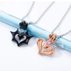 Rockyu Brand Women's Necklace Pink Gold Crown Heart Pendant Stainless