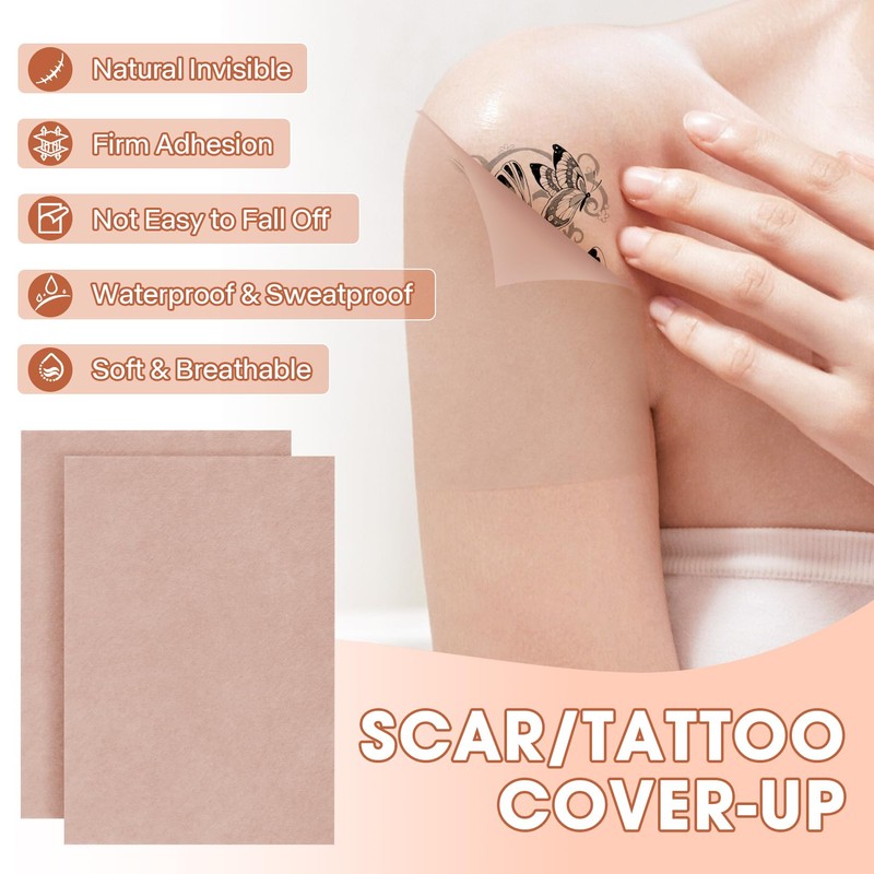 BUCICE 10Pcs Waterproof Tattoo Cover Patch - Ultra-Thin Second Skin