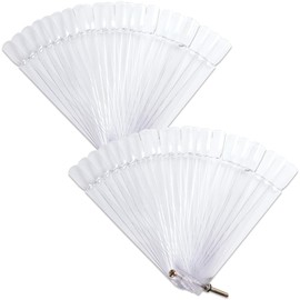 Beauticom Nail Tip Display Palette Board for Nail Art Design Pattern Practice and Swatch Nail Polish Colors (50 Tips Chart Fan (Clear), 2 Packs)