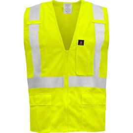 Ironwear 1284FR Flame Retardant High Visibility Vest with X Pattern Back (US, Alpha, Large, Regular, Regular, Lime)