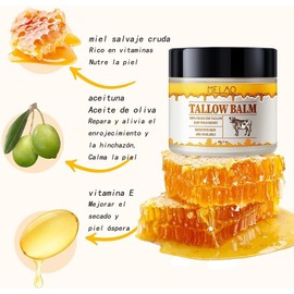 2 Jars Beef Tallow Face Cream Skin Care, Face Moisturizer Tallow and Honey Balm Face Body Butter for Very Dry Skin, Hydrating Serum All Purpose Tallow Balm for All Body Hydration, 60g/2fl oz (2pcs)