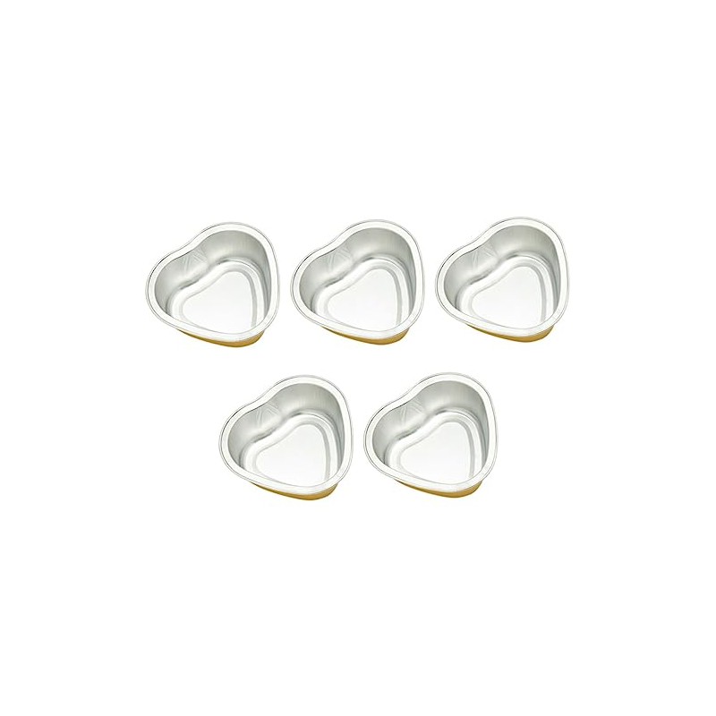 Cuenco para Cera Derretida Corazón Metal Dorado 5 Piezas Depilación