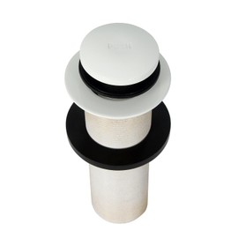 Barclay Extended 6" Soft Touch Tub Drain, Forged Brass, Push Button Stopper, Fine Threads, No Overflow, White, Rubber, 6" x 6"