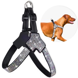 WOOFUU Sparkly Rhinestones Y-Shape Pet Dog Harness Size M – Fashionably Functional Gear for Trendsetting Dogs Everywhere