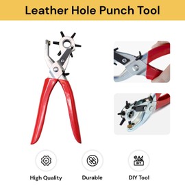 Spendeal Heavy Duty Leather Hole Punch Revolving Craft Puncher Hole Tool Punch Plier, 6 Holes Rotary Puncher for Saddle, Watch Strap, Shoe, Fabric, Multi Sized Belt