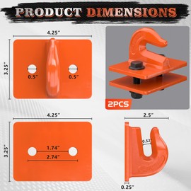 AMBULL 2 Pack 3/8" Tractor Bucket Grab Hook Grade 70 Forged Steel Bolt On Grab Hook Tow Hook Mount with Backer Plate,Work Well for Tractor Bucket, RV, UTV,Truck, Max 15,000 lbs, Orange