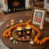 Glass Om Candle Holder Set - 2 Pcs Black Diwali