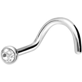 Piercingline Nose Piercing | Titanium | Flat Crystal Disc | Spiral Nose Stud Piercing | Choice of Colours and Sizes