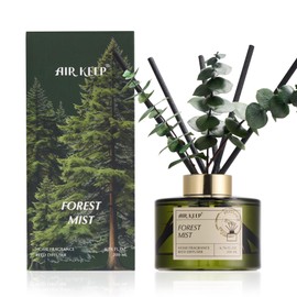 Airkeep Reed Diffuser Set with 6.76 fl oz Forest Mist Scent Essential Oils and 3 Leaves & 8 Diffuser Sticks,Bathroom Shelf Decor & Air Freshener, House Bedroom Office Decor & Gifts
