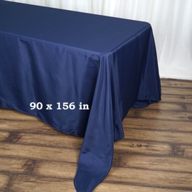 TABLECLOTHSFACTORY Navy Blue 90x156 Polyester Rectangle Tablecloths.