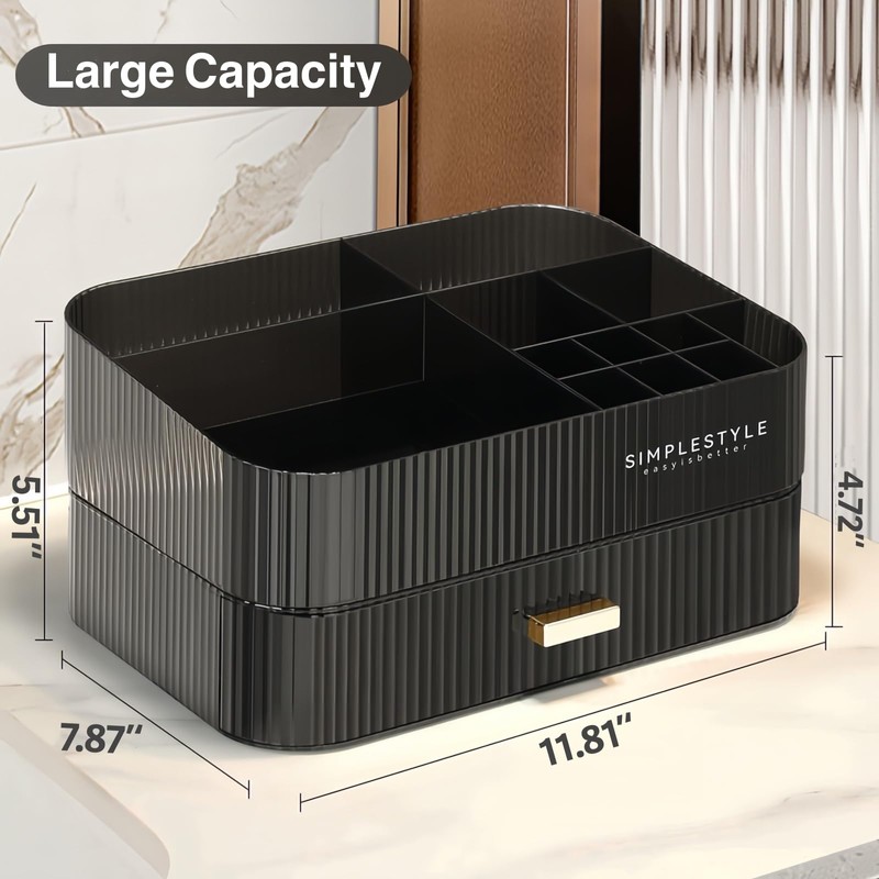 Decorcode Makeup Organizer for Vanity, Large Desk Organizer with Stackable