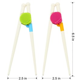 2 Pcs Kids Chopsticks Reusable Training Chopsticks for Beginners, Easy to Use Utensils for Children and Toddlers, Practice Chopstickss for School or Preschool Meals, Learning Aid, Pink and Green