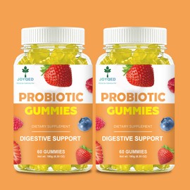 JOYQED 2 Bottles Probiotic Gummy, Digestive Support and Gut Health, 10 Billion CFUs Ultra Strength Digestive Probiotics, Fiber, Adult Supplement for Men and Women, Berry Flavor, 60 Day Supply - 120 Gummies