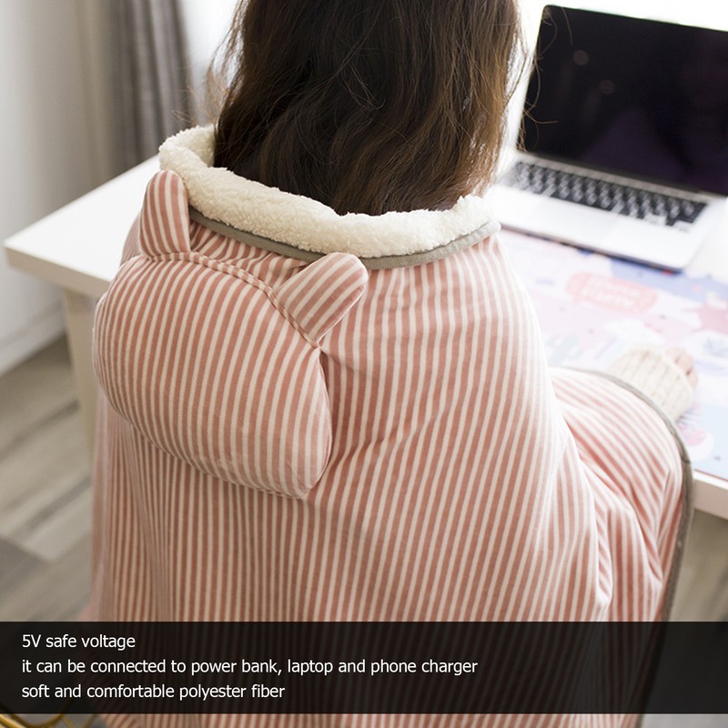USB Heated Blanket Pink 5V High Safety Soft Polyester Fiber