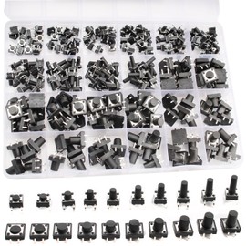 RUNCCI-YUN 250 Pieces 20 Value Tactile Push Button Switches, Button Micro Tactile Switch Momentary 4 Pin Micro Switch (6 x 6 mm 12 x 12 mm) for Car Remote Control Button