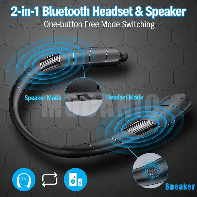 MOCANIO Bluetooth Neckband Earphones, Wireless Earbuds with 48H Playtime, 4