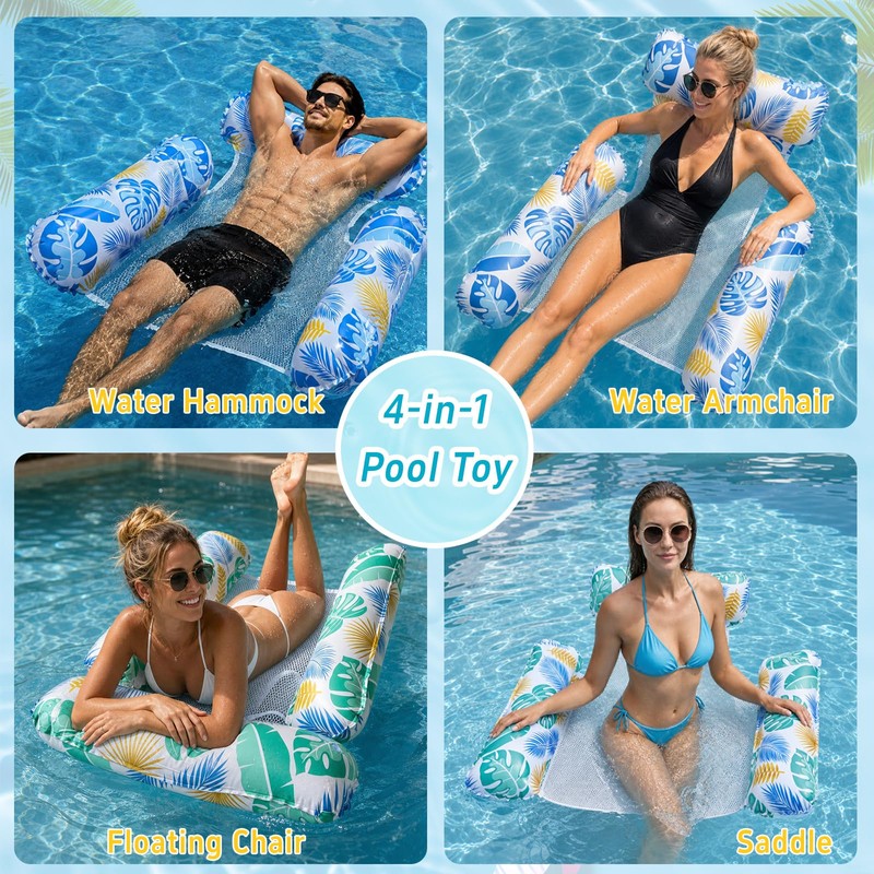 Pool Inflatables, 4 In 1 Inflatable Pool Floats Hammock, Swimming