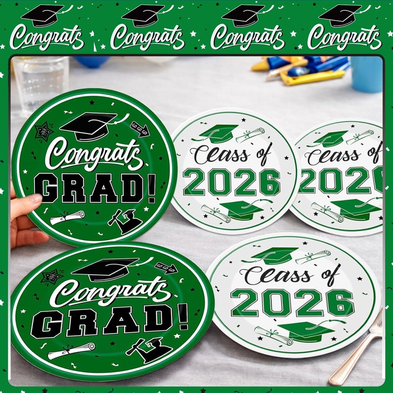 48 Pcs Graduation Party Plates 2026 Graduation Party Dinnerware Disposable