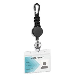 Meekye 1/2/3 PC ID Card Holder with Card Holder, ID Cover ID Yo-Yo Key Ring, Extendable Key with 60 cm Steel Cable, Retractable Key Chain with Carabiner Strong Spring Cord