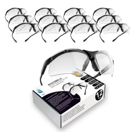kela Pack of 12 SKY I Safety Glasses, 100% Made in Germany, Shatterproof, Scratch-Resistant Work Safety Glasses with UV400 and Integrated Side Protection, Sports Glasses, Height- and Length-Adjustable