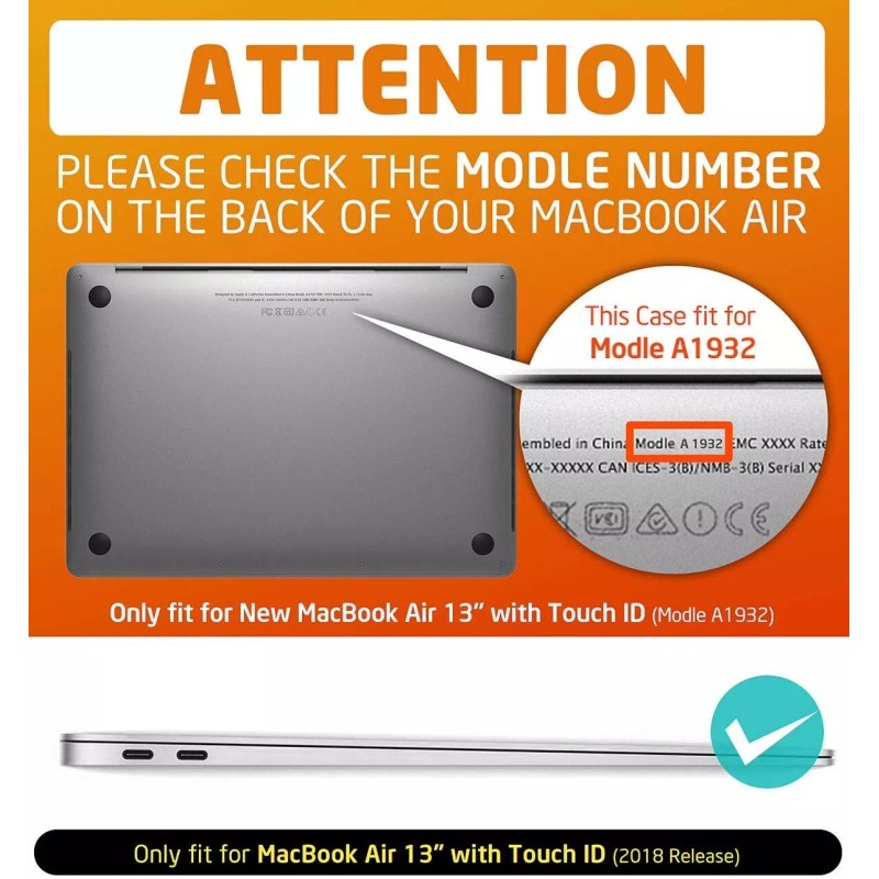 yellowprice For Apple MacBook Air 2018 13 inch A1932 Clear