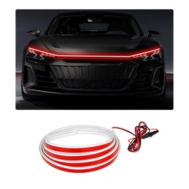 KVAEY Car Hood Light Strip, 71 Inch Flexible Dynamic Engine LED Daytime Running Light Strip, Universal Waterproof Engine Hood Cover Decor Headlight Strip for Cars Trucks SUVs (Red, 71 Inch)