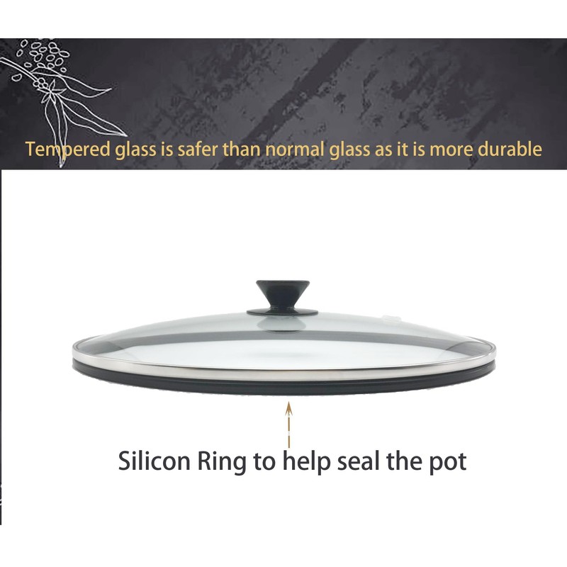 7QT Oval Glass Lid with Silicone Ring Replacement for Hamilton