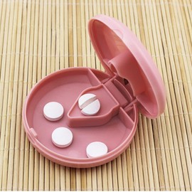 1Pcs Pill Tablet Cutter, Pill Splitter Pill Crusher for Small or Large Pills, Portable Medication Vitamin Organizer Box (Pink)