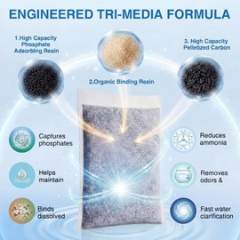 11 oz Bulk (2 Pack) Aquarium Filtration Media, Extruded Carbon & Ion Exchange Resin in Nylon Bags, Treats Up to 100 Gallons Per Bag, Removes Phosphates & Metals for Reef, Jellyfish & High pH Aquariums