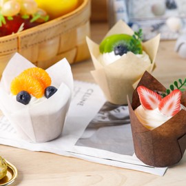 NPLUX 200PCS Tulip Cupcake Liners Muffin Liners for Baking Greaseproof Cupcake Wrappers Standard Size, Perfect for Parties Holidays Homemade Cupcakes and Bakery (Mixed Color)