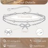 RANKEEF Layered Silver Bracelet For Women Bow Beads Adjustable S925