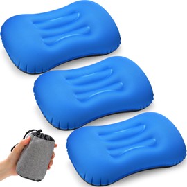 Tatuo 3 Pcs Inflatable Camping Travel Pillow Ultralight Inflating Pillows Lightweight Camping Pillow Portable Backpacking Pillow for Neck Lumbar Support Hiking Sleeping Camping (Dark Blue)
