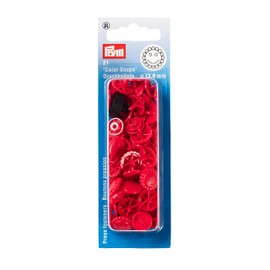 Prym Flower Shape Non-Sew ColorSnaps Snap Fasteners, Plastic, Red, 12.4 mm, 21-Piece