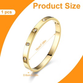 CPJJ Jewellery Women's Bangle Stainless Steel Cubic Zirconia Simple Style Bracelet 6 mm Wide with Clasp Bangle Engraving, 1 Piece, bronze
