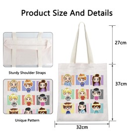 POFULL Book Inspired Tote Bag Book Lover Shoulder Bag (Nine people anime)