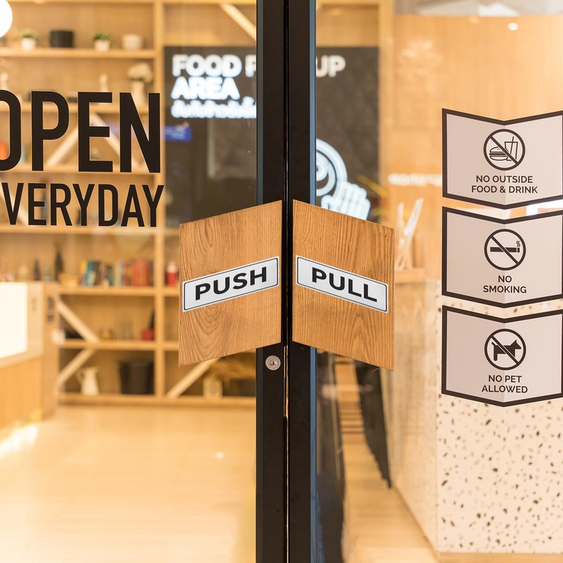 PATIKIL Push Pull Sticker Sign, 2 Pcs 6"x2.4" Self Adhesive