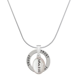 Delight Jewelry Silvertone Bible Verse John 3:16 - Trust Ring Charm Necklace, 18"