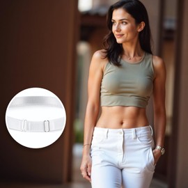 Tyqour 2PCS Adjustable Elastic Belts for Women, Shirt Tuck Band Women Tucky Belt Crop Tuck Band Perfect for Cropping Shirts, Sweaters, and More (Black & White)