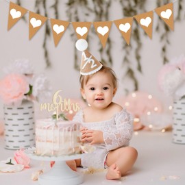 seimeinoki 6 Months, Half Birthday Decoration, Birthday Garland, Stylish, Cute, Flag Garland, Wall Decoration, Celebration, First Eat, Boys, Girls, Photography Background