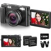 Bifevsr 4K Digital Camera for Photography with 32GB Card Autofocus 48MP Vlogging Camera for YouTube with Flash Anti-Shake 16x Zoom 3 180 Flip Screen Compact Travel Camera for Teens Adults DV101-1