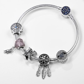 Pandach Women's Bracelet, 925 Sterling Silver Snake Link Bracelets for Valentine's Day, Mother's Day, Birthday, Christmas, Gift for Women, Girlfriend, Mum, CMB061, Sterling Silver