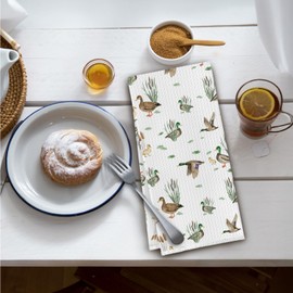 Elefeltclave Rustic Mallard Duck Kitchen Towels, Gifts for Duck Lovers Dish Dish Tea Towels for Kitchen Decor, Cottagecore Wildlife Ducks Hand Towel for Bathroom Decor, 16x24 Inch