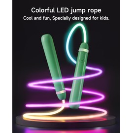LED Light Up Skipping Rope Kids, Adjustable Glowing Skipping Ropes for Kids, Colorful Luminous Jump Rope for Boy Girls Adult Fitness and Workout (Black)