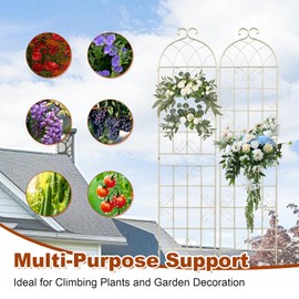 Osparple 87 x 20 Inch Garden Trellis, 4 Pack Metal Trellis for Climbing Plants Outdoor, Rustproof Plant Supports for Outdoor Plants, Roses, Vines, Flowers and Vegetables, Cream White