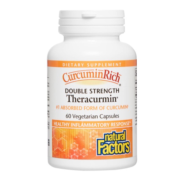 Natural Factors, CurcuminRich Double Strength Theracurmin, 60 mg, Just 1 Capsule Daily, Formulated for Superior Absorption, 60 Count (Pack of 1)