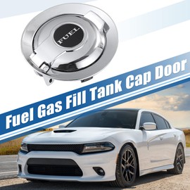X AUTOHAUX Car Fuel Filler Door Cover Gas Cover Cap Vapor Edition 68250120AA Fuel Tank Filler Door Cap for Dodge Challenger 2008-2022 Silver Tone