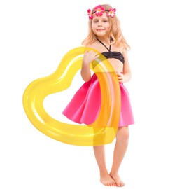 Heart Pool Float for kids,Kid pool floats, Water Fun Beach Party Toys for Kids，Birthday scene layout props. （18 in,Transparent yellow）
