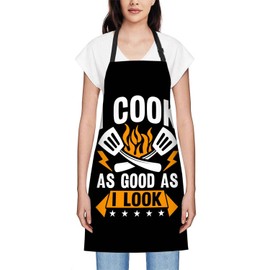Smooffly I Cook As Good As I Look Apron Adjustable Bib Chef Aprons Cooking Apron Unisex Women Men Aprons Perfect for Home Kitchen, Baking, Gardening, Restaurant, Coffee house BBQ