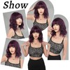 PARK YUN Dark Purple Short Bob Wavy Wig with Bang