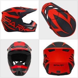 Motocross Helmet,Youth & Adult ATV Dirt Bike Motorcycle,BMX 4-Wheeler Off-Road Mountain Bike Helmet,DOT Certified,W/Gloves Goggles Mask 4-Piece Set (01 RED, Small)